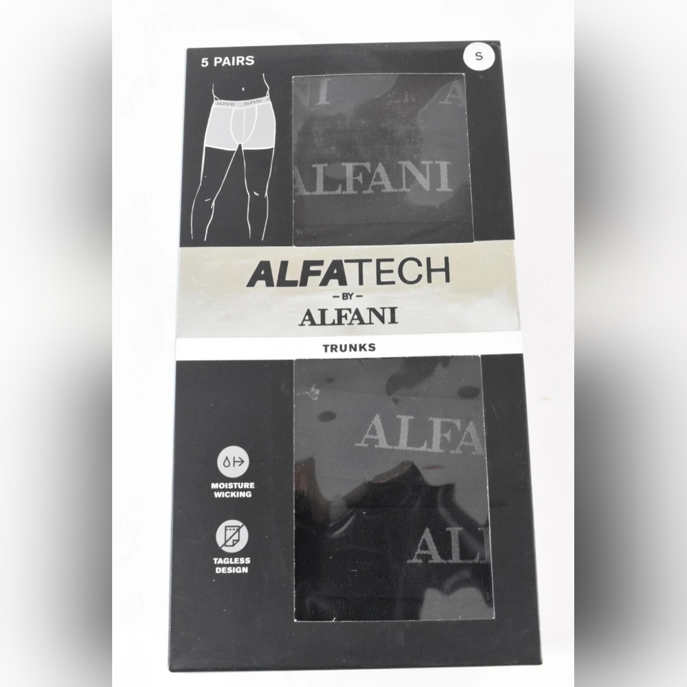 Alfani Men's Alfatech Black Tagless Boxer Trunks 5 Pack Size Small NIB BT-3116